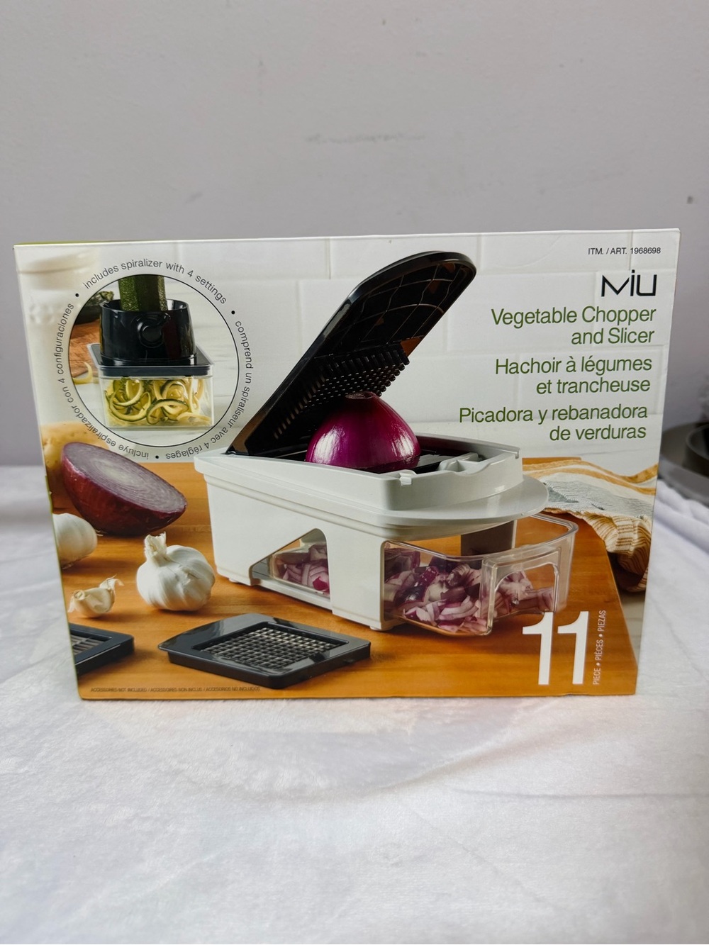 Mi White Vegetable Chopper and Slicer with Clear Drawer
